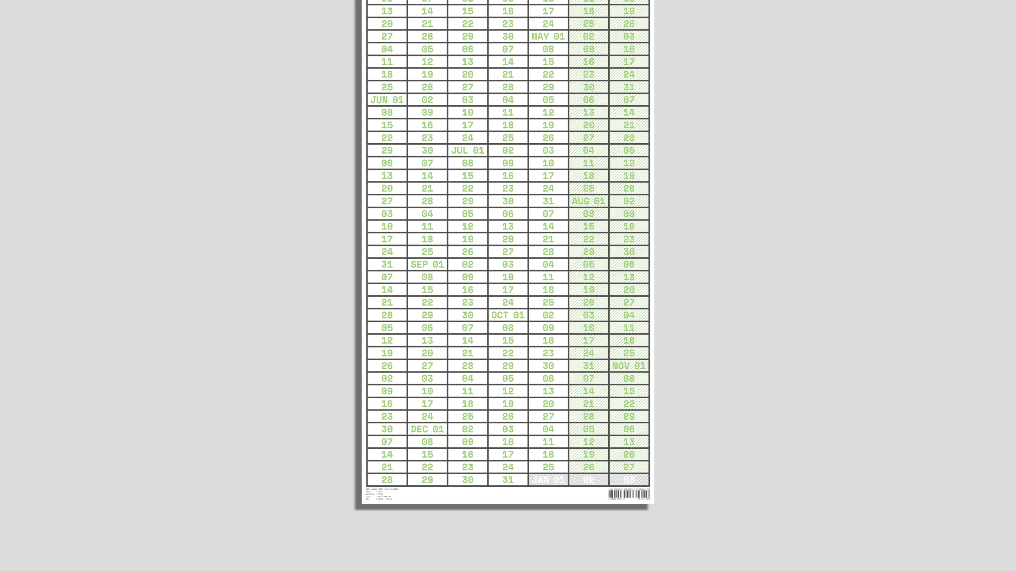 Annual Week View Calendar