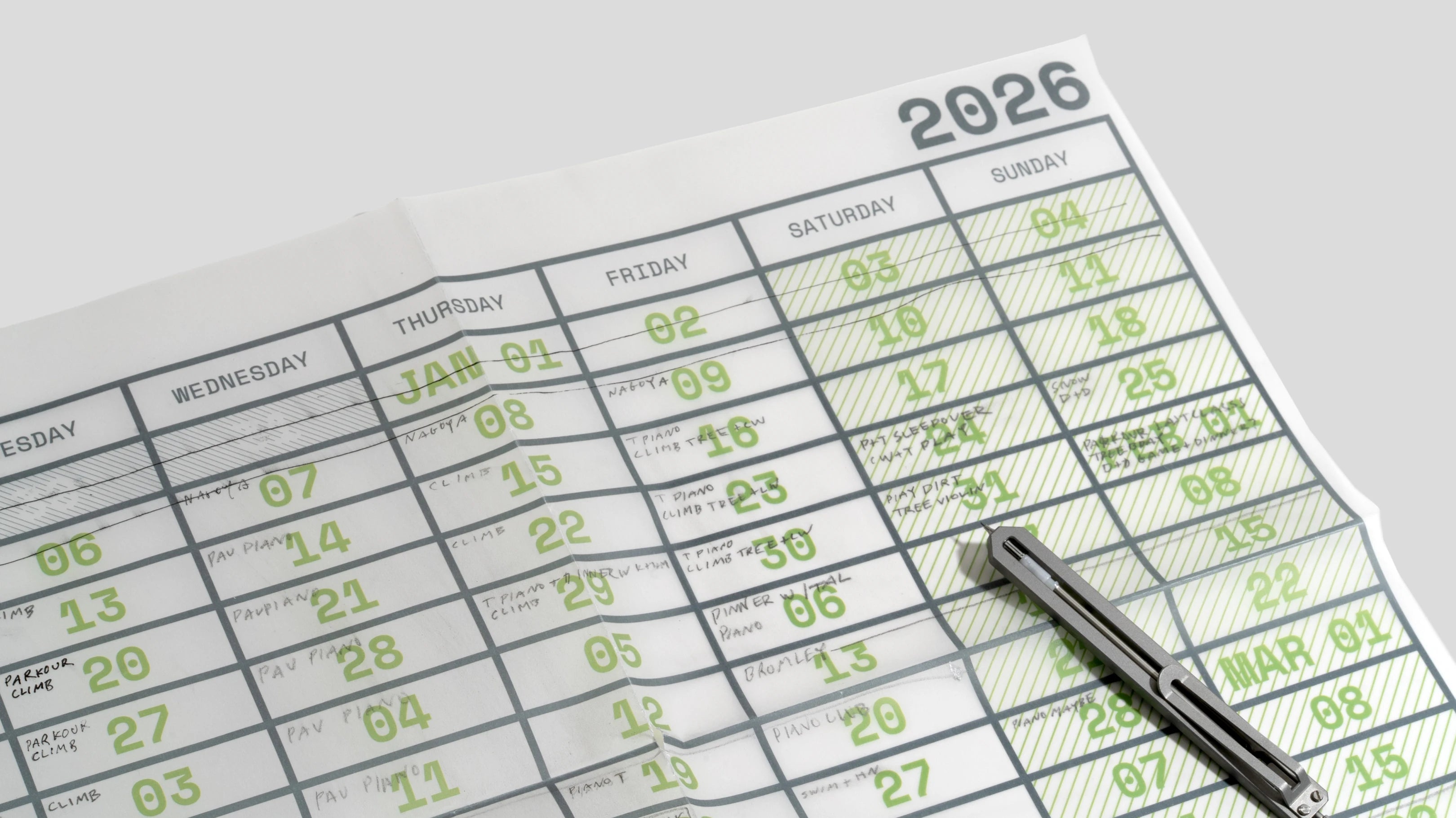 Annual Week View Calendar