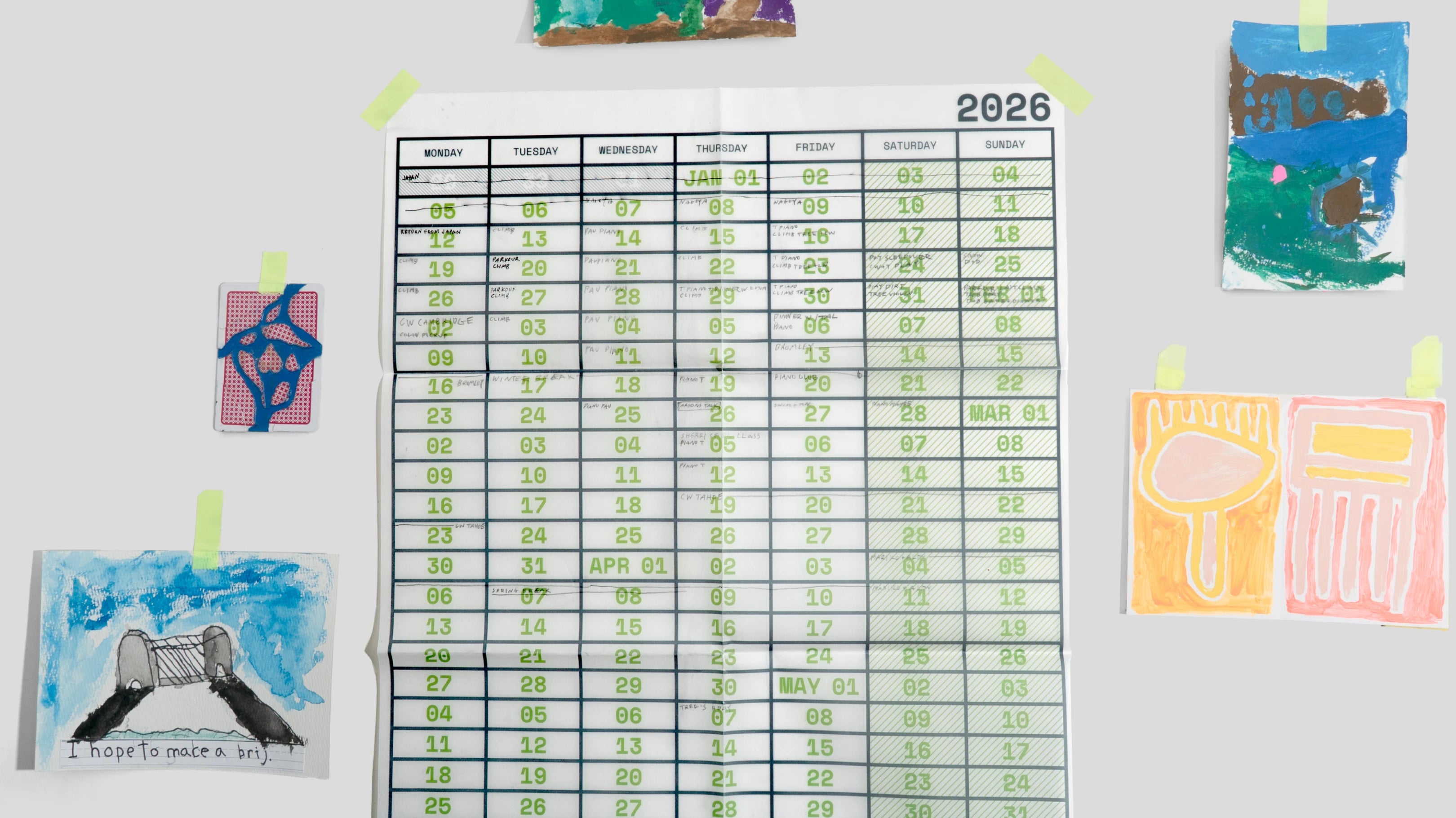 Annual Week View Calendar