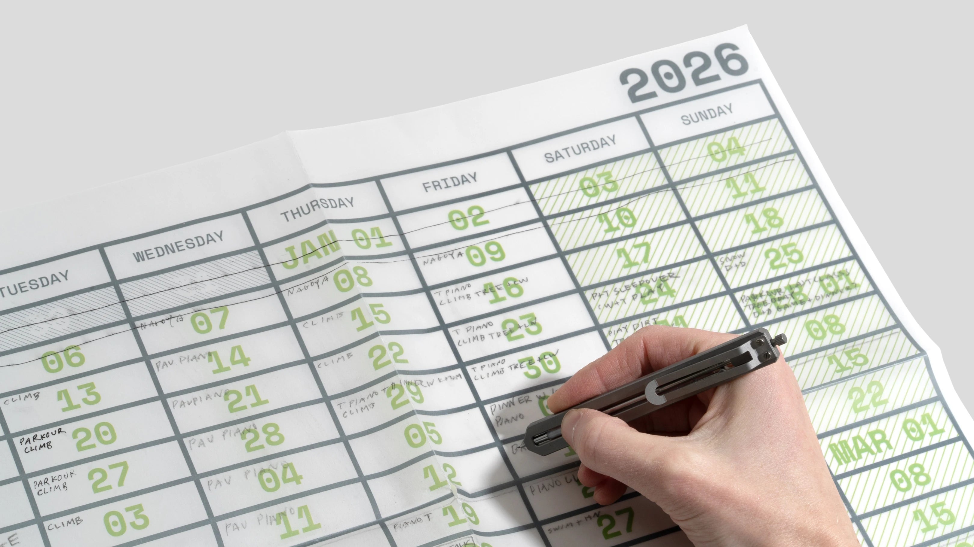 Annual Week View Calendar