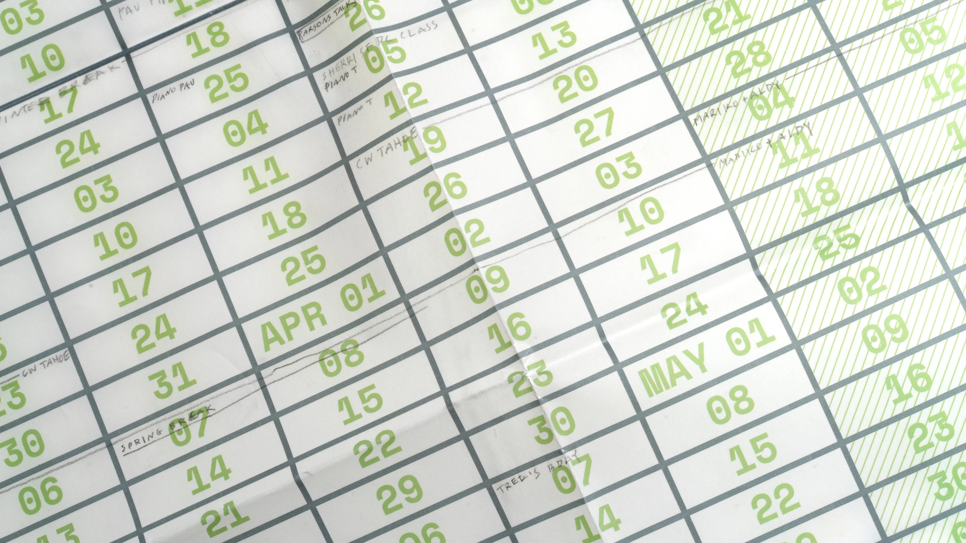 Annual Week View Calendar